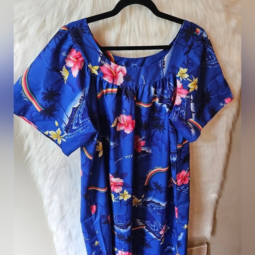 Aikane Authentic Hawaiian Floral Maxi Dress Mumu - Picture 2 of 10